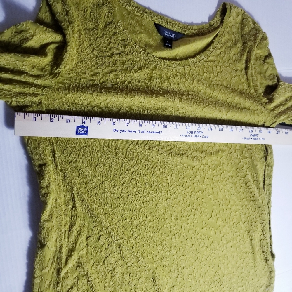 NWT SIMPLY VERA VERA WANG GREEN MUSTARD COLOR LIGHTWEIGHT BLOUSE SIZE LARGE - Picture 7 of 12